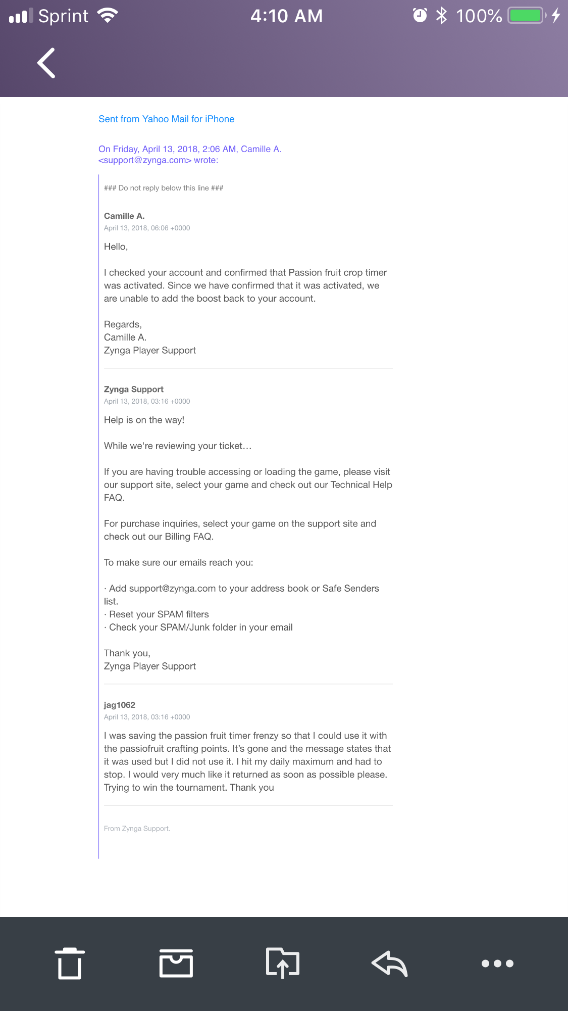 Zynga poker customer support email address